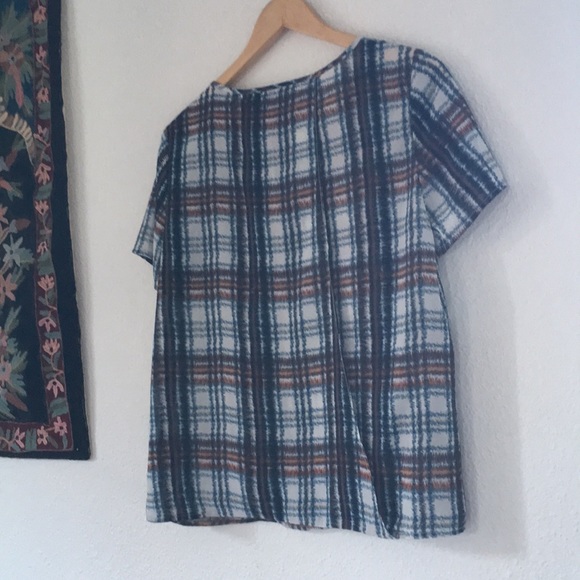 Anthropologie Maeve Loose Plaid Short Sleeve Top - Picture 4 of 5